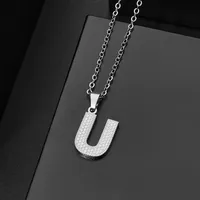 Wholesale Jewelry Elegant Letter 304 Stainless Steel Silver Plated Chain Pendant Necklace sku image 21