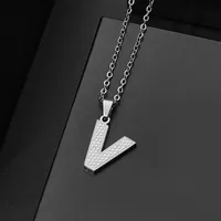Wholesale Jewelry Elegant Letter 304 Stainless Steel Silver Plated Chain Pendant Necklace sku image 22