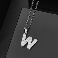 Wholesale Jewelry Elegant Letter 304 Stainless Steel Silver Plated Chain Pendant Necklace sku image 23