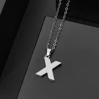 Wholesale Jewelry Elegant Letter 304 Stainless Steel Silver Plated Chain Pendant Necklace sku image 24