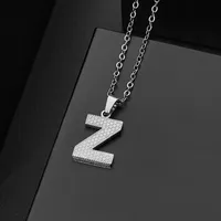 Wholesale Jewelry Elegant Letter 304 Stainless Steel Silver Plated Chain Pendant Necklace sku image 26
