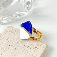 Hip-Hop Artistic Commute Oval Heart Shape Rhombus 304 Stainless Steel 14K Gold Plated Turquoise Rings In Bulk main image 2