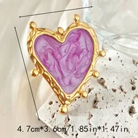 Hip-Hop Artistic Commute Oval Heart Shape Rhombus 304 Stainless Steel 14K Gold Plated Turquoise Rings In Bulk sku image 2