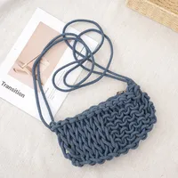 Women's Medium Cotton Rope Solid Color Vacation Beach Tassel Weave Zipper Straw Bag main image 3