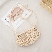 Women's Medium Cotton Rope Solid Color Vacation Beach Tassel Weave Zipper Straw Bag main image 2