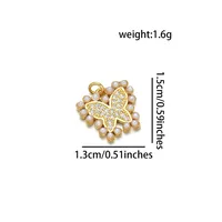 Simple Style Classic Style Butterfly 18K Gold Plated Pearl Zircon Copper Wholesale Jewelry Accessories main image 5