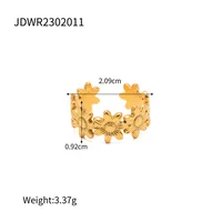 304 Stainless Steel 18K Gold Plated Sweet Enamel Plating Flower Rings sku image 3
