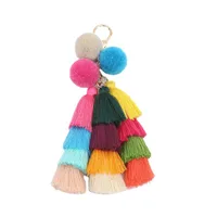Cute Sweet Tassel Ball Alloy Cotton Bag Pendant Keychain main image 2