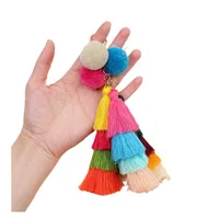 Cute Sweet Tassel Ball Alloy Cotton Bag Pendant Keychain main image 5