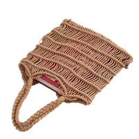 Women's Medium Cotton Solid Color Vacation Beach Hollow Open Handbag main image 3