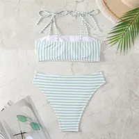 Women's Stripe 2 Pieces Set Bikinis Swimwear main image 3