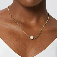 Copper 18K Gold Plated Simple Style Pearl Inlay Heart Shape Solid Color Zircon Necklace main image 6