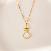 304 Stainless Steel K Gold Plated Simple Style Classic Style Plating Inlay Starfish Shell Rhinestones Pendant Necklace main image 6