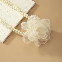 Imitation Pearl Cloth Elegant Lady Streetwear Beaded Flower Choker main image 4