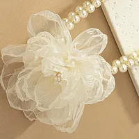 Imitation Pearl Cloth Elegant Lady Streetwear Beaded Flower Choker main image 2