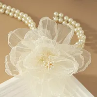 Imitation Pearl Cloth Elegant Lady Streetwear Beaded Flower Choker main image 3
