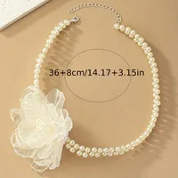 Imitation Pearl Cloth Elegant Lady Streetwear Beaded Flower Choker main image 5