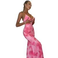 Women's Trumpet Dress Streetwear Halter Neck Printing Backless Sleeveless Tie Dye Midi Dress Beach Date main image 2