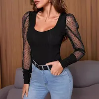 Women's Blouse Long Sleeve Blouses See-Through Streetwear Solid Color main image 3