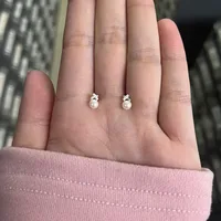 1 Pair Simple Style Bow Knot Inlay Sterling Silver Pearl Zircon Ear Studs sku image 1