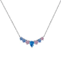 925 Sterling Silver Zircon Cable Chain Plating Inlay Water Droplets Necklace sku image 1