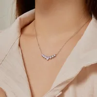 925 Sterling Silver Zircon Cable Chain Plating Inlay Water Droplets Necklace main image 5