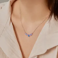 925 Sterling Silver Zircon Cable Chain Plating Inlay Water Droplets Necklace main image 2