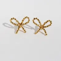 1 Pair Cute Simple Style Classic Style Bow Knot Plating Brass 24K Gold Plated Ear Studs main image 4
