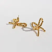1 Pair Cute Simple Style Classic Style Bow Knot Plating Brass 24K Gold Plated Ear Studs main image 3