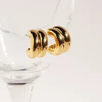 1 Pair Simple Style C Shape Plating Brass 18K Gold Plated Ear Studs sku image 1