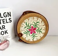 Women's Large Pu Leather Geometric Vintage Style Ethnic Style Flip Cover Straw Bag sku image 23