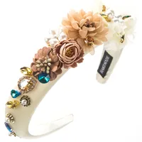 Women's Casual Vacation Classic Style Flower Alloy Cloth Plating Inlay Glass Pearl Hair Band main image 2
