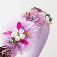 Women's Casual Vacation Classic Style Flower Alloy Cloth Plating Inlay Glass Pearl Hair Band main image 3