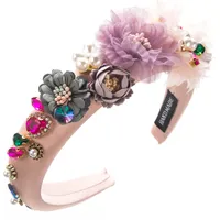 Women's Casual Vacation Classic Style Flower Alloy Cloth Plating Inlay Glass Pearl Hair Band sku image 1