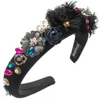 Women's Casual Vacation Classic Style Flower Alloy Cloth Plating Inlay Glass Pearl Hair Band sku image 2