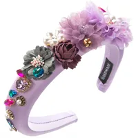 Women's Casual Vacation Classic Style Flower Alloy Cloth Plating Inlay Glass Pearl Hair Band sku image 3