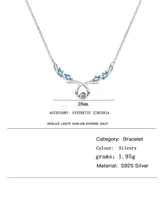 925 Sterling Silver Water Plating Zircon Cable Chain Inlay Antlers Pendant Necklace main image 6