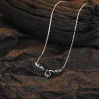 925 Sterling Silver Water Plating Zircon Cable Chain Inlay Antlers Pendant Necklace main image 3