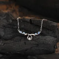 925 Sterling Silver Water Plating Zircon Cable Chain Inlay Antlers Pendant Necklace main image 1