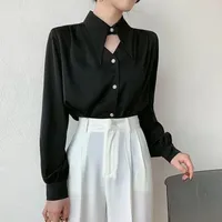 Women's Blouse Long Sleeve Blouses Buckle Washed Button Classic Style Solid Color main image 2