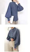 Women's Blouse Long Sleeve Blouses Washed Button Simple Style Solid Color main image 6