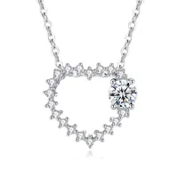 Sterling Silver Vacation Sweet Plating Inlay Heart Shape Moissanite Zircon Pendant Necklace main image 2