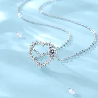 Sterling Silver Vacation Sweet Plating Inlay Heart Shape Moissanite Zircon Pendant Necklace main image 4