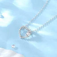 Sterling Silver Vacation Sweet Plating Inlay Heart Shape Moissanite Zircon Pendant Necklace main image 3