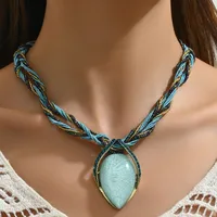 Ethnic Style Bohemian Classic Style Geometric Alloy Plastic Resin Inlay Resin Women's Pendant Necklace main image 2