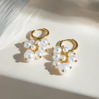 1 Pair Sweet Solid Color Patchwork Plating 304 Stainless Steel Imitation Pearl Pearl 18K Gold Plated Drop Earrings main image 4