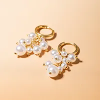 1 Pair Sweet Solid Color Patchwork Plating 304 Stainless Steel Imitation Pearl Pearl 18K Gold Plated Drop Earrings main image 5