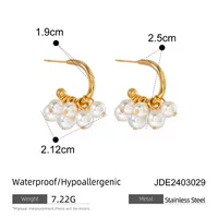 1 Pair Sweet Solid Color Patchwork Plating 304 Stainless Steel Imitation Pearl Pearl 18K Gold Plated Drop Earrings sku image 1