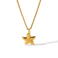 304 Stainless Steel 18K Gold Plated Hawaiian Vacation Classic Style Plating Starfish Earrings Necklace main image 2