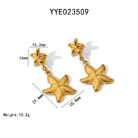 304 Stainless Steel 18K Gold Plated Hawaiian Vacation Classic Style Plating Starfish Earrings Necklace main image 7